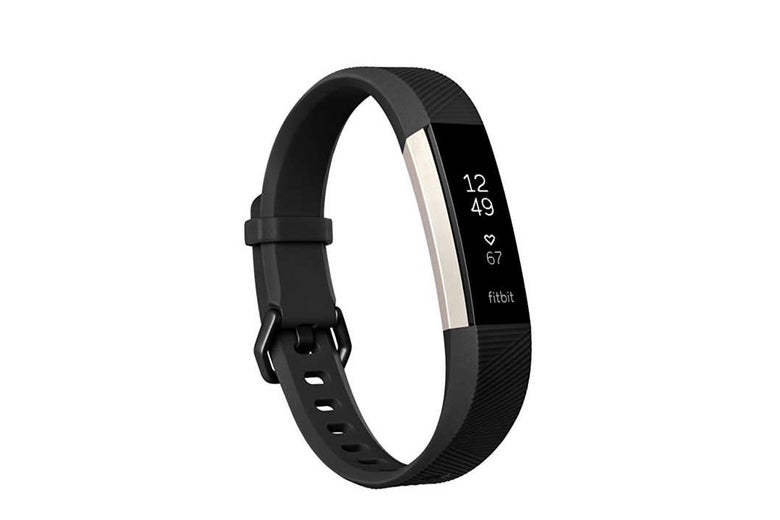 Black Fitbit Alta fitness tracker.